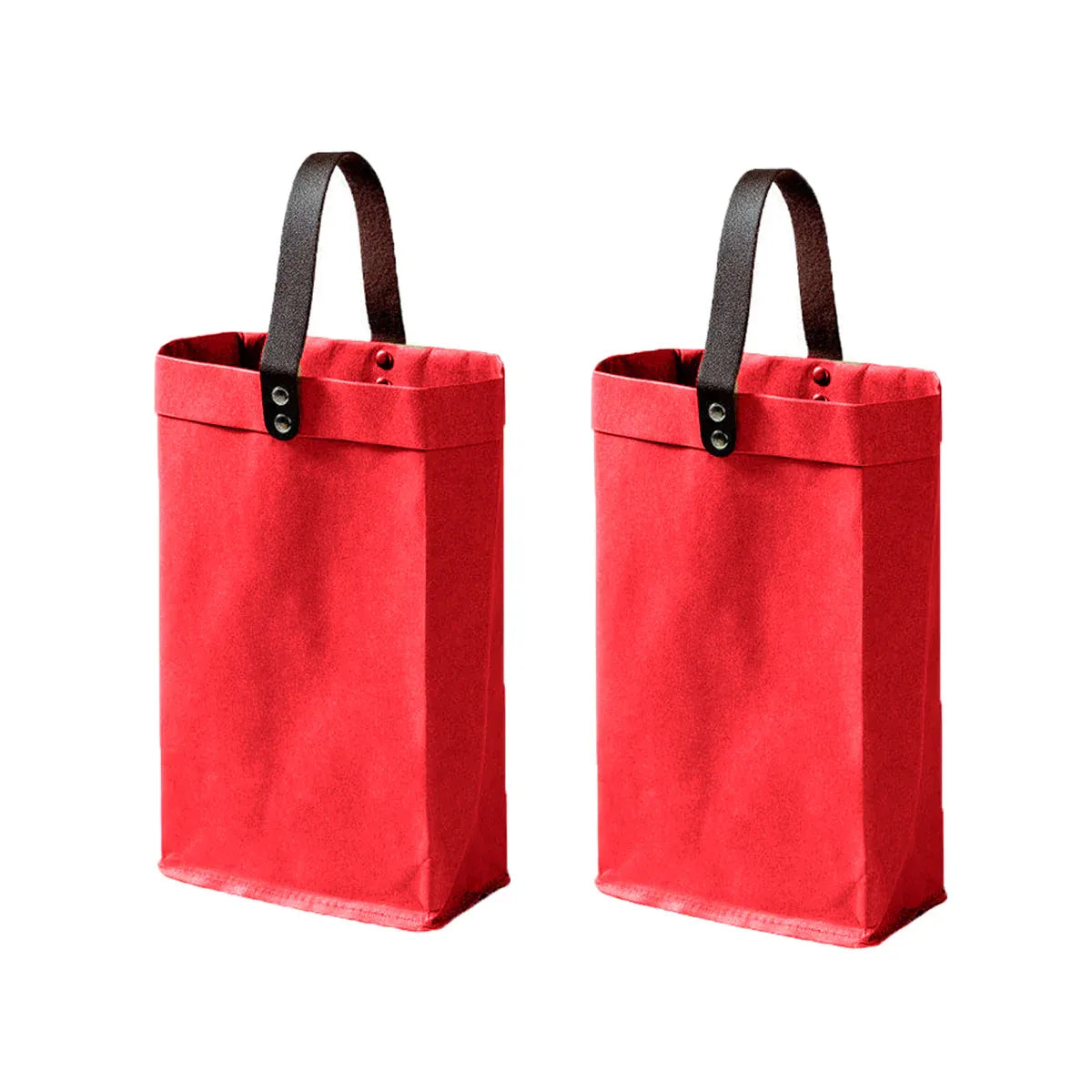 2PCS Kraft Paper Tote Bags with Handles Reusable for Grocery Store Shop Use - Red
