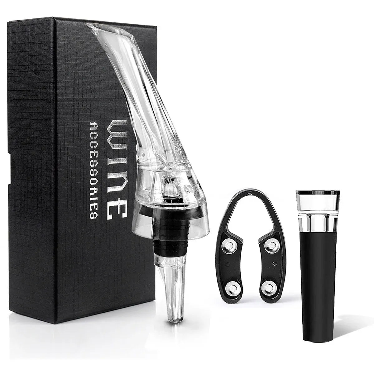 Wine Aerator Pourer with Gift Box Fast Red Wine Air Infusion Single or Three Piece Set - 3-Piece Aerator Set