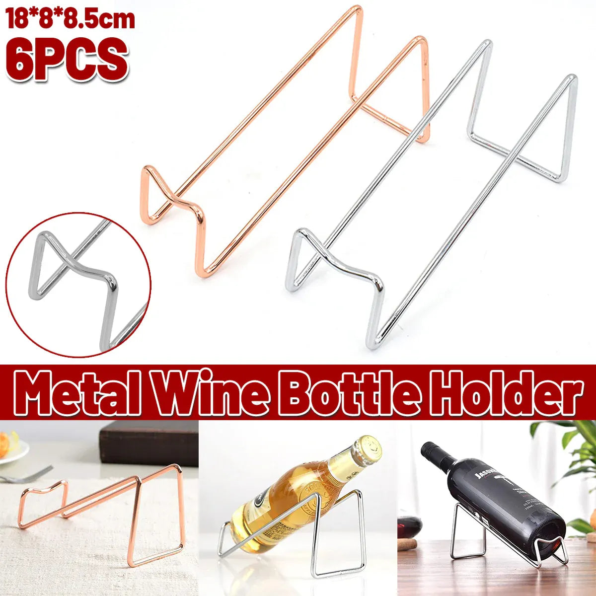 Wine Bottle Rack 6PCS Champagne Stand Red Wine Holder Home Bar Display Ornament