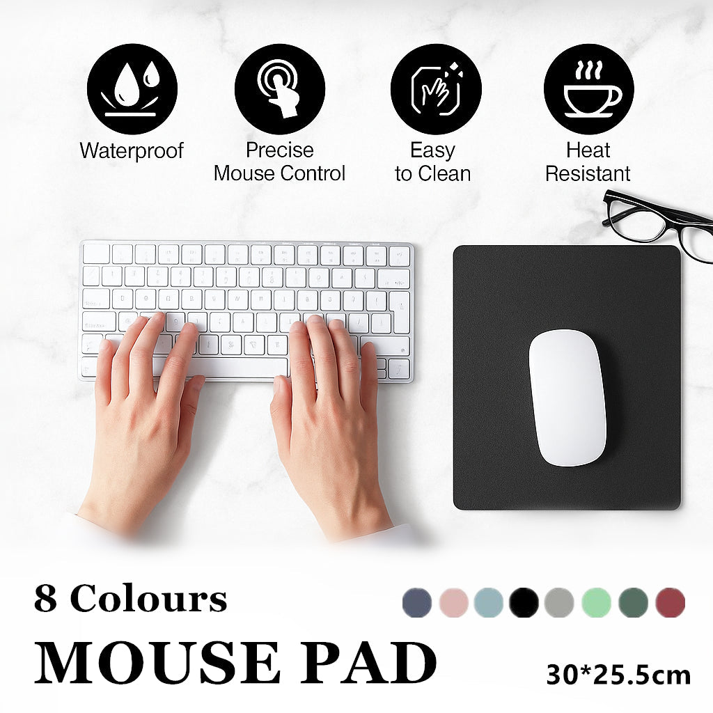 Leather Mouse Pad 30x25.5cm Waterproof Gaming Desk Mat Anti Slip Rubber Mousepad - Wine Red