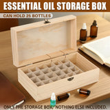 Large Capacity Solid Wood Essential Oil Storage Box 25 Grid Organizer Durable