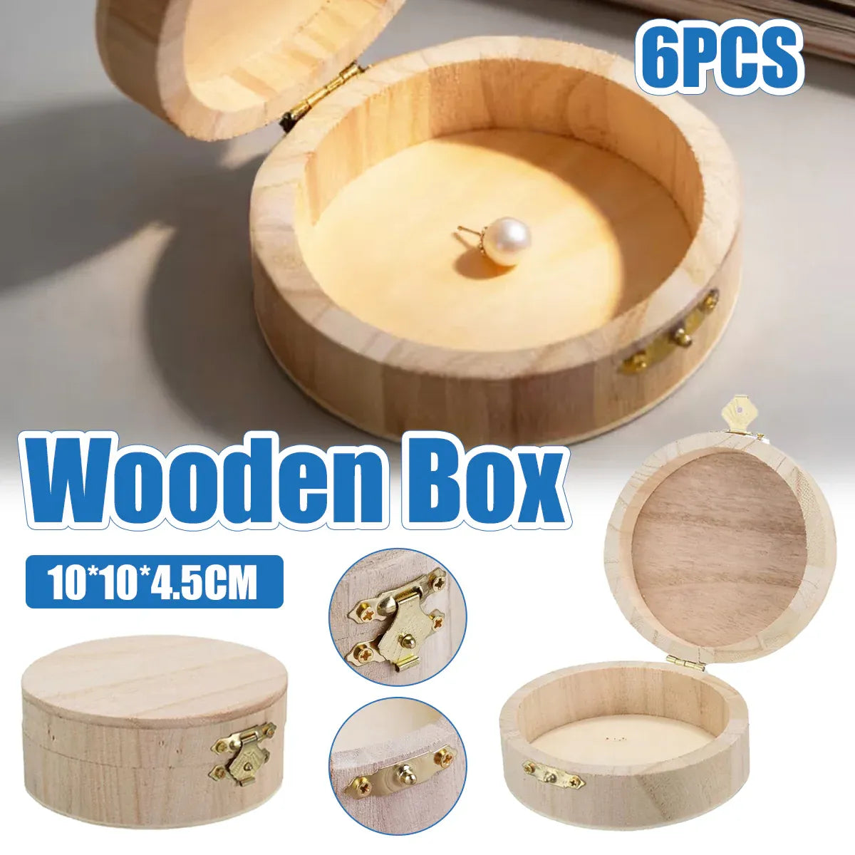 Wooden Storage Boxes Set of 6 with Flip Lids Jewelry Organizer Rustic Vintage AU
