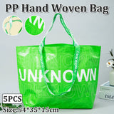 5pcs Hand Woven Green Handbags Waterproof Eco-Friendly Shopping Tote Bags