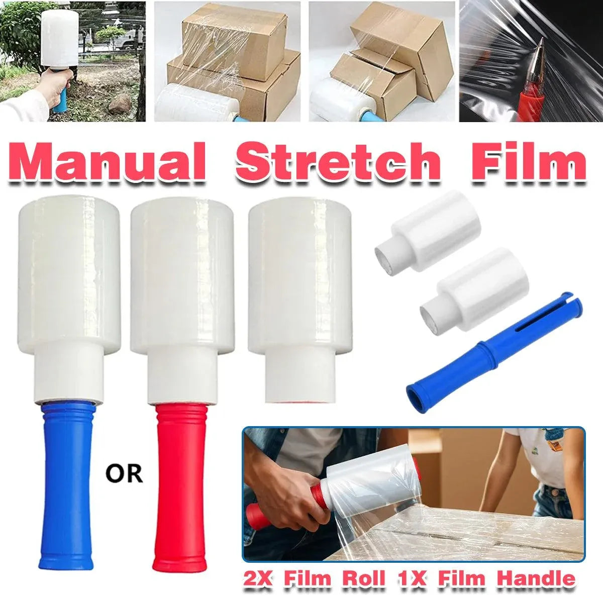 Mini Stretch Wrap Handle Film for Packaging Clear Plastic Roll Shrink Wrap Roll