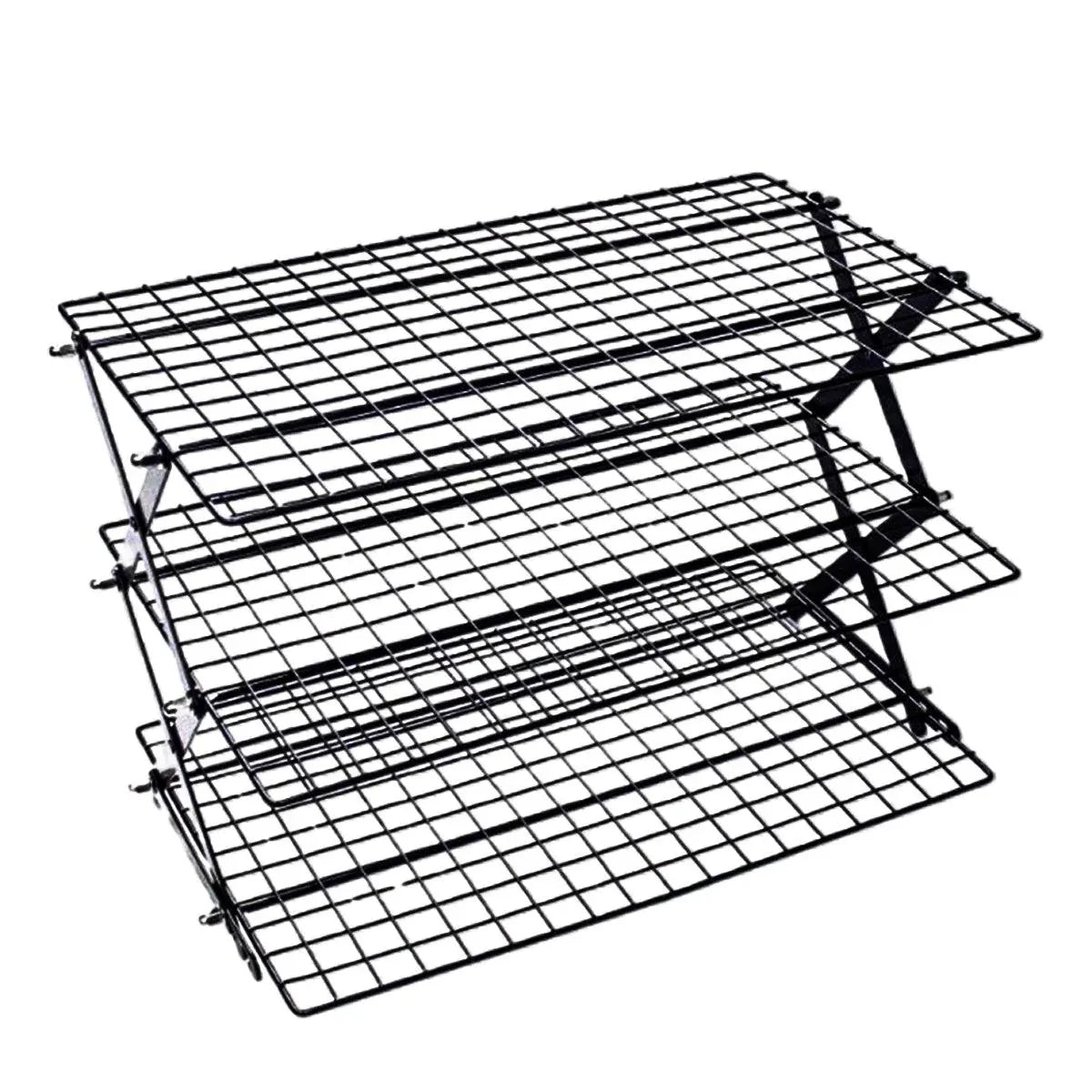3/4 Tier Camping Dining Rack Iron Shelf Portable Picnic Rack Foldable Storage Table - 3 Layers