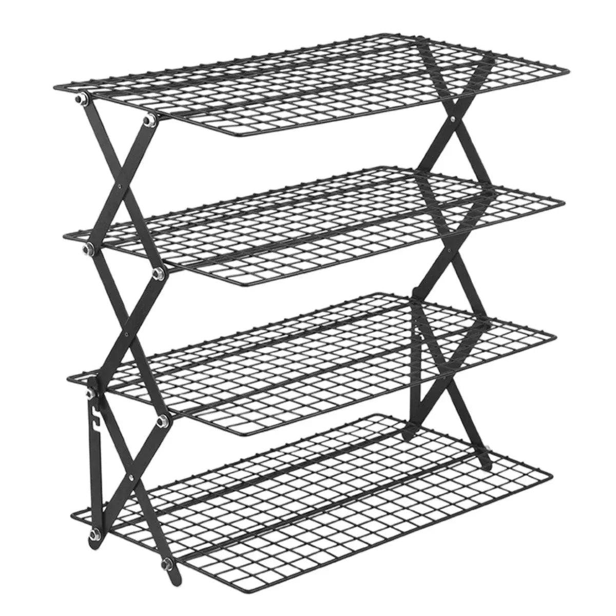 3/4 Tier Camping Dining Rack Iron Shelf Portable Picnic Rack Foldable Storage Table - 4 Layers