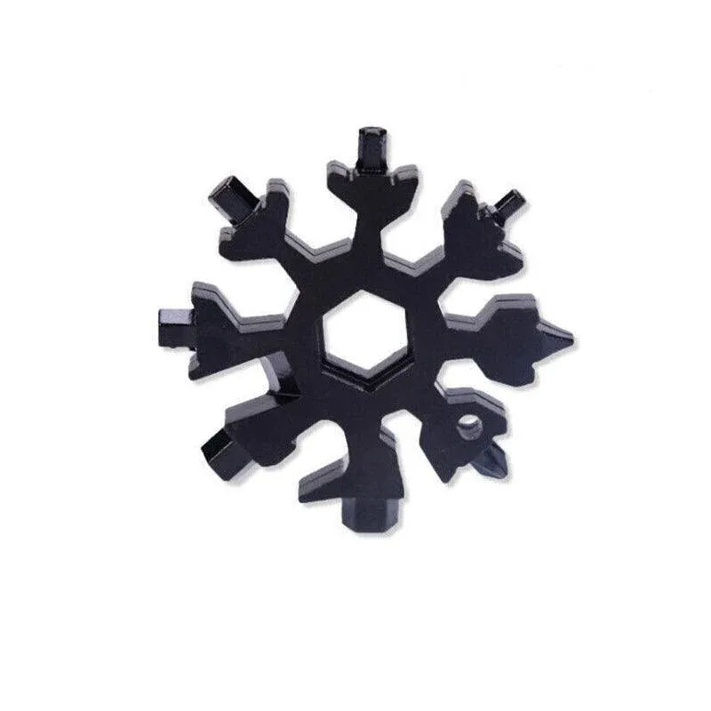 18 In 1 Stainless Multi-Tool Snowflake Keychain Wrench Screwdriver Bottle Opener - Black