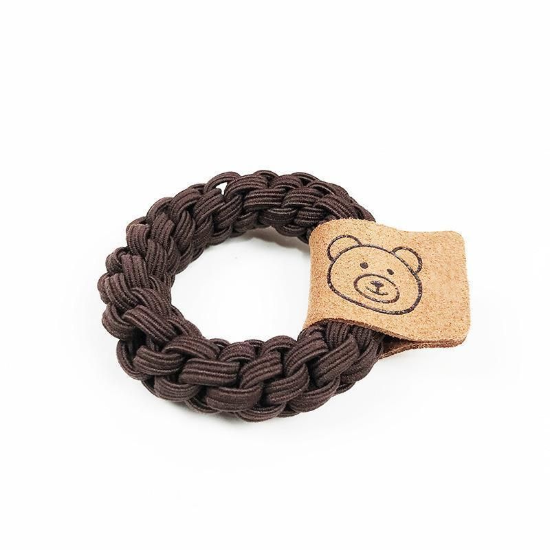 Mixed Color Braided Hair Ties Rope Elastic Rubber Bands Women's Hair - Brown