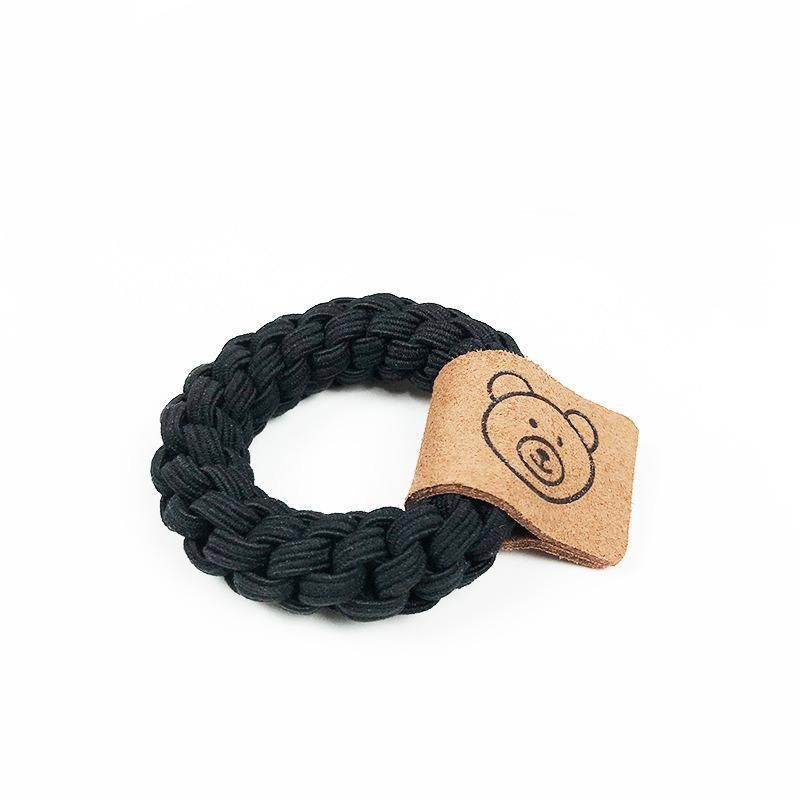 Mixed Color Braided Hair Ties Rope Elastic Rubber Bands Women's Hair - Black