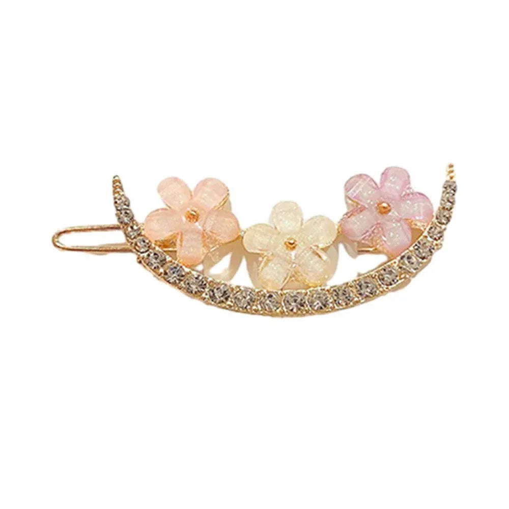Women Girls Hair Clip Rhinestone Crystal Hairpin Barrette Slide Clips Grip Gift - B