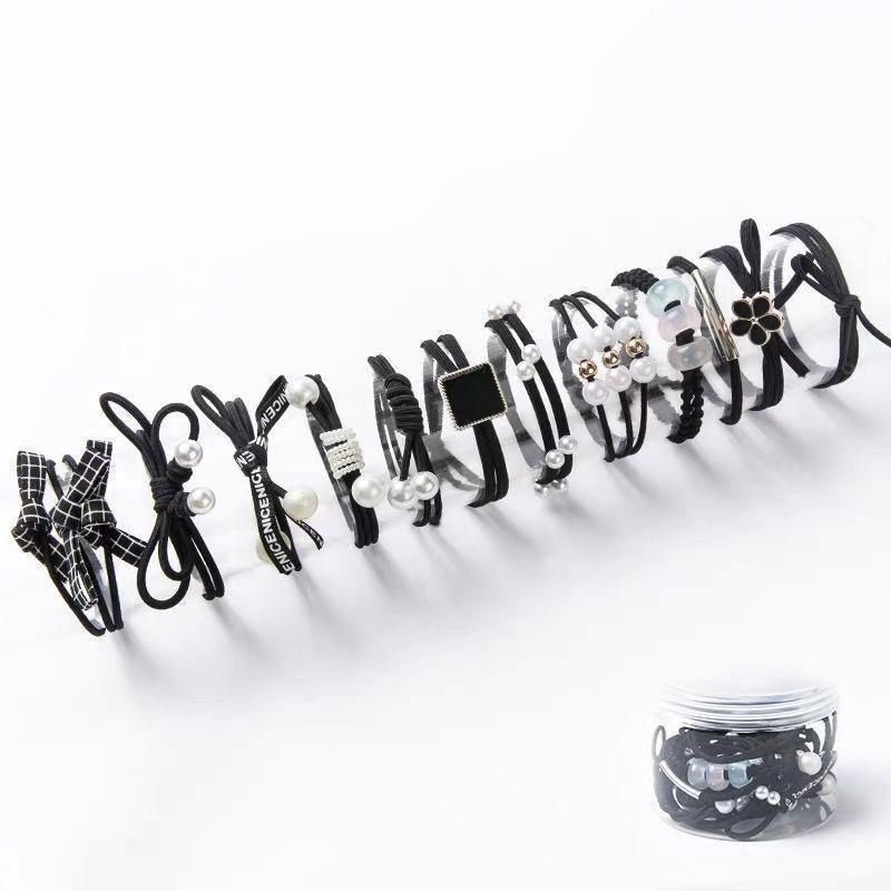 Women Elastic Hair Band Ponytail Holder Girl Rubber Rope Ties Gum Headwear Craft - Black