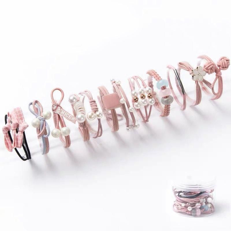 Women Elastic Hair Band Ponytail Holder Girl Rubber Rope Ties Gum Headwear Craft - Pink