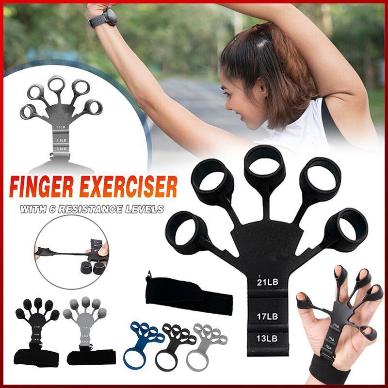 Finger Exerciser Strength Gripper Forearm Trainer Hand Grip Strengthener Therapy - 1# Black (21LB)