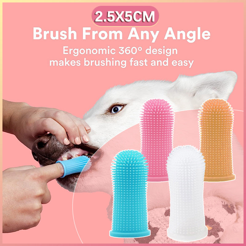 Premium Oral Care Dog Cat Toothbrush Finger Toothbrush Finger Silicone - White