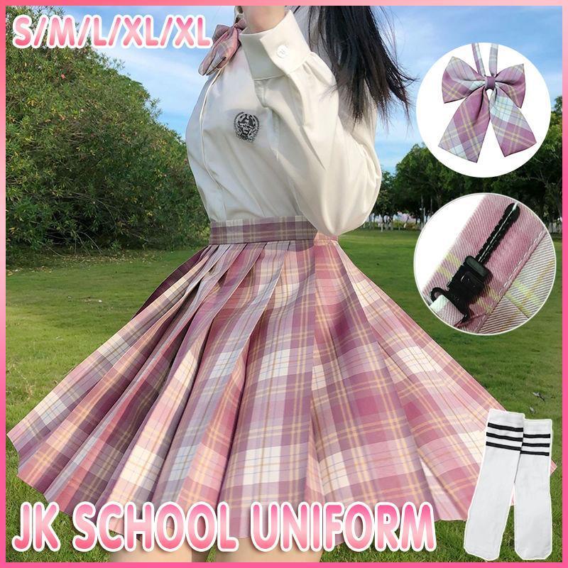 Women Girls School Pleated Skirt Summer High Waist  Tartan Short Skirt AU Stock - M