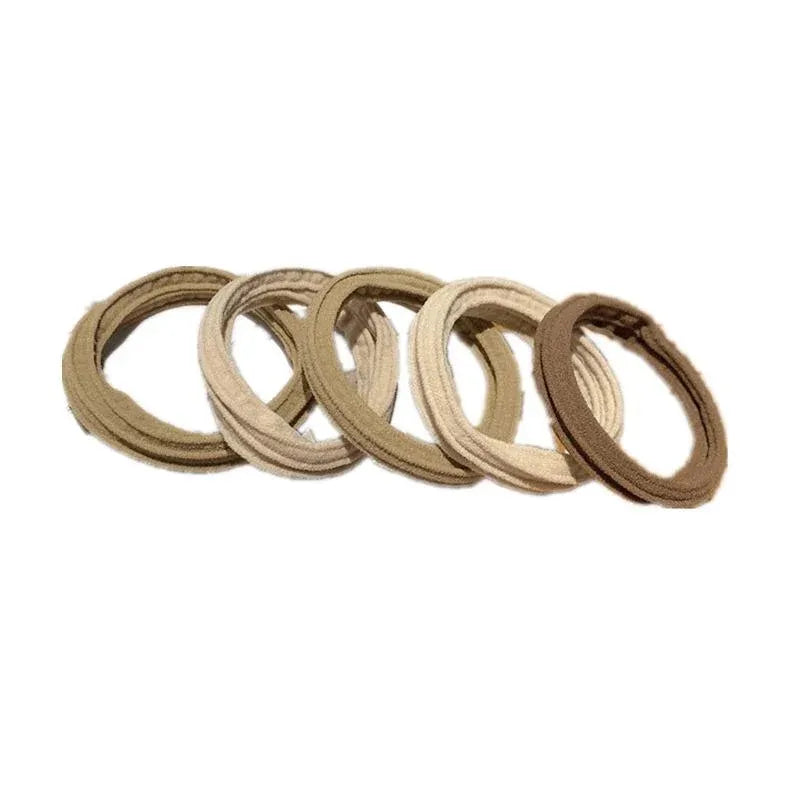 5PCS Girls Hair Bands Gradient Colour Rope Ring Elastic Hairband Ponytail Holder - Coffee-5PCS