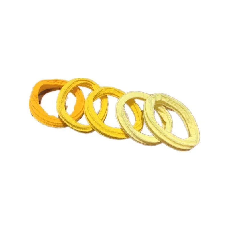 5PCS Girls Hair Bands Gradient Colour Rope Ring Elastic Hairband Ponytail Holder - Yellow-5PCS