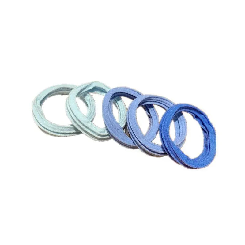 5PCS Girls Hair Bands Gradient Colour Rope Ring Elastic Hairband Ponytail Holder - Blue-5PCS