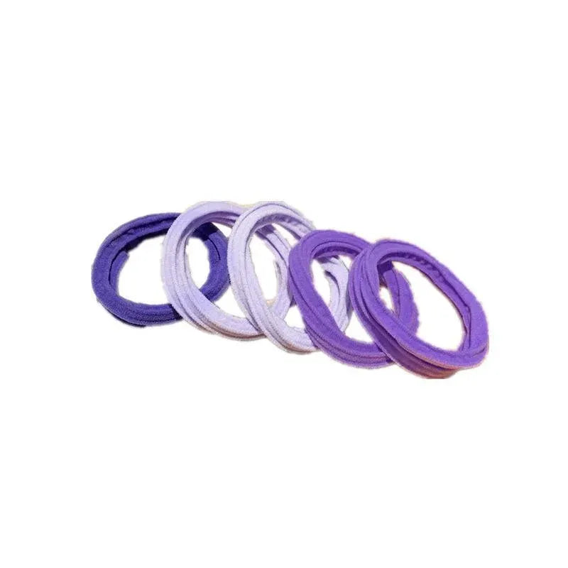 5PCS Girls Hair Bands Gradient Colour Rope Ring Elastic Hairband Ponytail Holder - Purple-5PCS