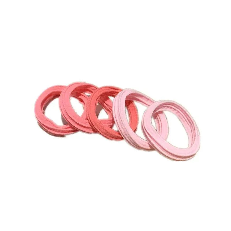 5PCS Girls Hair Bands Gradient Colour Rope Ring Elastic Hairband Ponytail Holder - Pink-5PCS