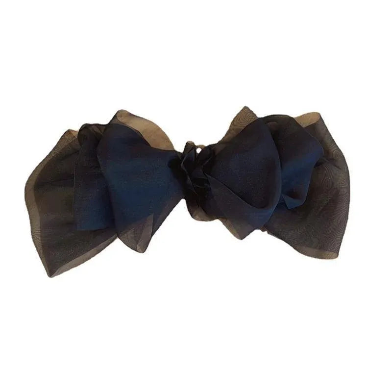 Large Tulle Bow Hair Clip Women Hair Clip Arty Headdress Gifts Ponytail Party - Black