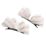2PCS Women Hair Clip Side Bow Knot Barrettes Hairpin Party Headdress Gifts Lace - Apricot