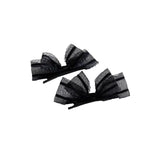 2PCS Women Hair Clip Side Bow Knot Barrettes Hairpin Party Headdress Gifts Lace - Black