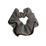 Women Large Scrunchies Plaid Hair Bands Elastic Hair Tie Rope Ring Ponytail Gift - Black