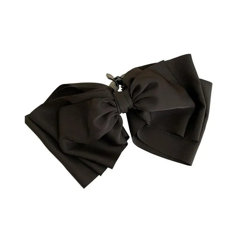 Women Girls Elegant Long Bow Hairpin Large Ribbon Hair Clip Hair Accessories - Black