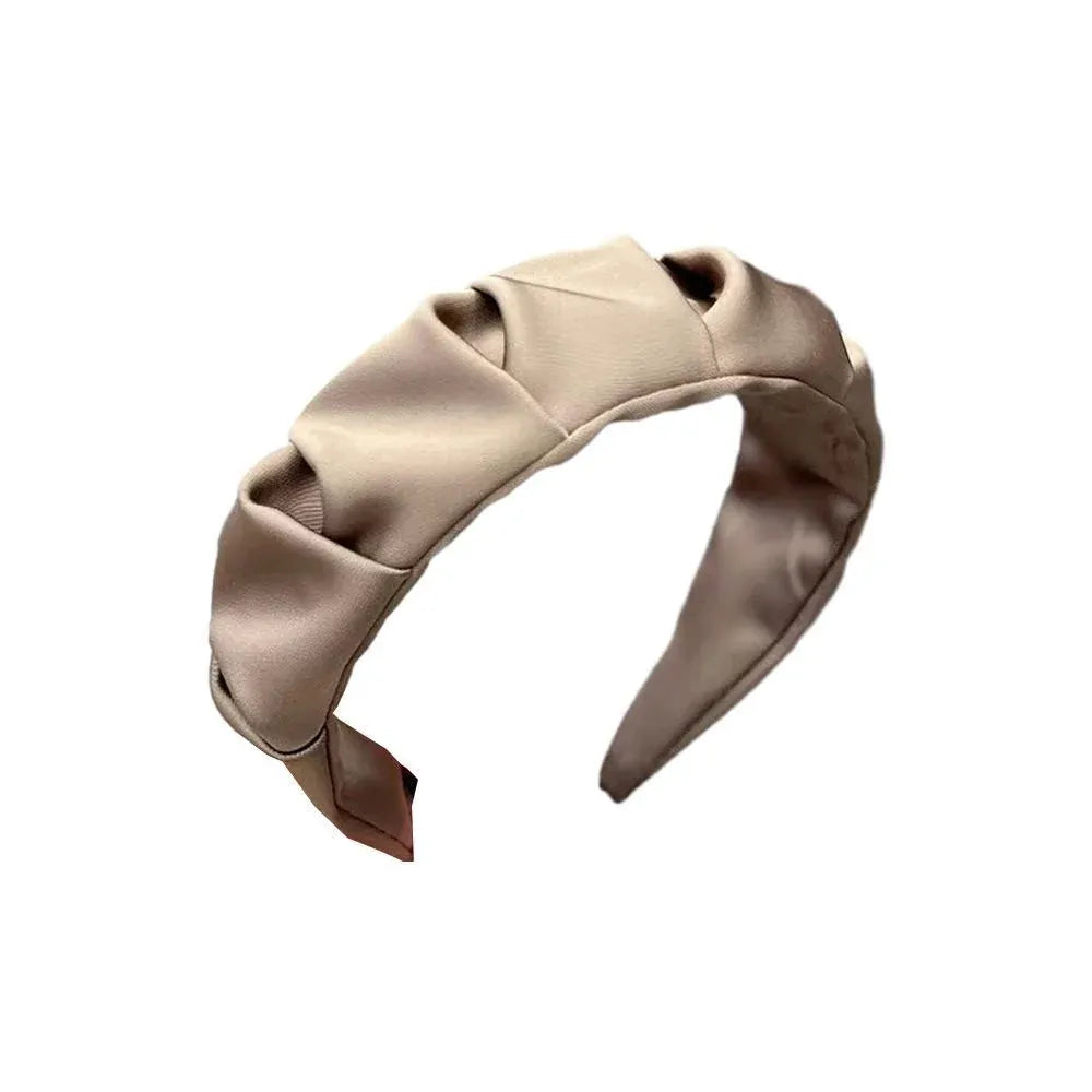 Women Headband Hairband Ruched Ruffle Headband Headwear Hair Band Hoop Fashion - Champagne