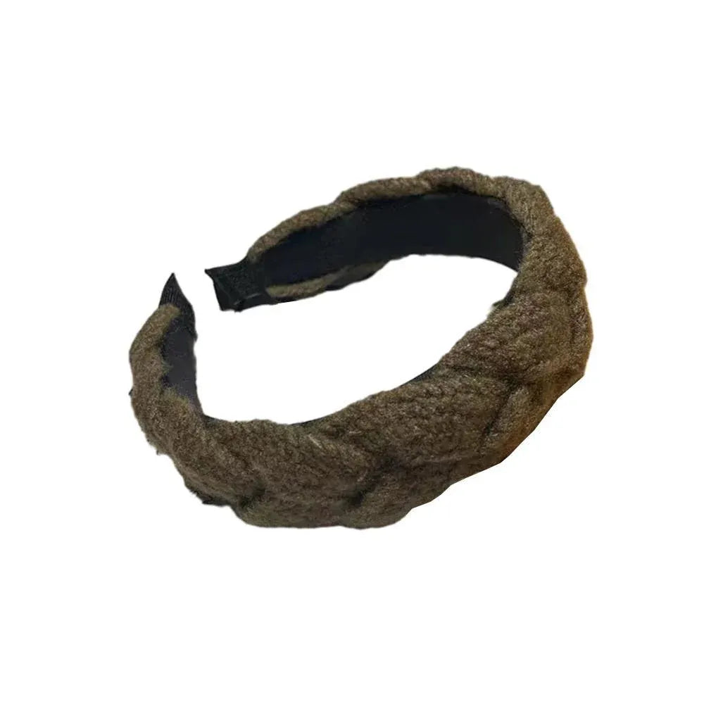 Women Ladies Twist Braid Hairband Wide Hairband Hoop Accessories Head Band Party - Dark coffee