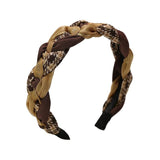 Women Retro Hair Hoop Fried Dough Twist Headband French College Style Hair Clip - Coffee