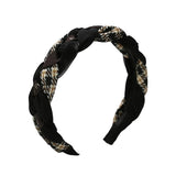 Women Retro Hair Hoop Fried Dough Twist Headband French College Style Hair Clip - Black