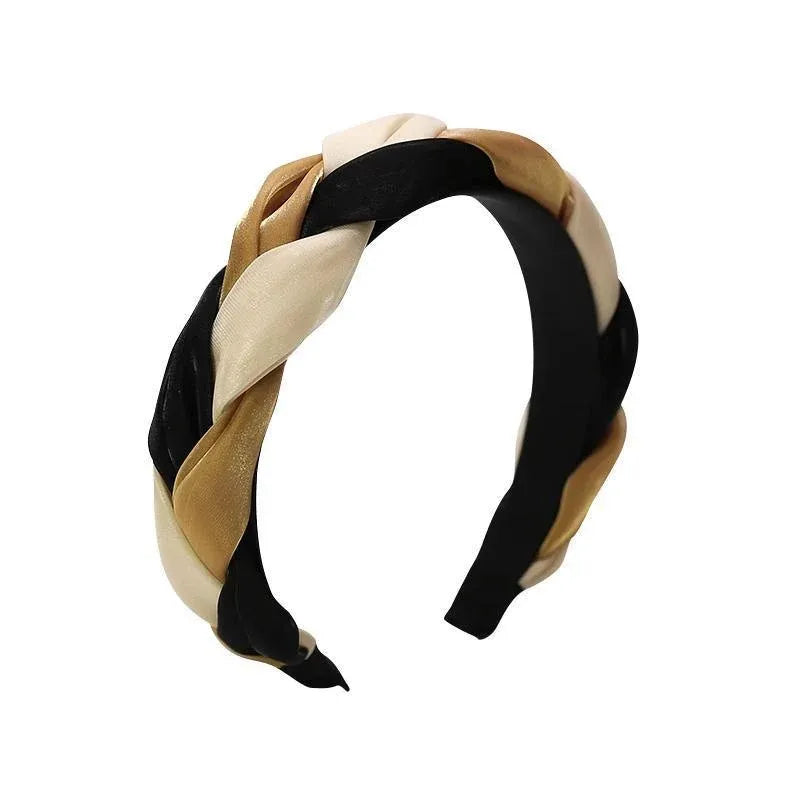 Women Headband Twist Hairband Knot Cross Tie Wide Headwear Hair Band Hoops Gift - Khaki