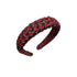 Women Plaid Headband Padded Hairband Wide Sponge Hair Hoop Band Head Decor - Red