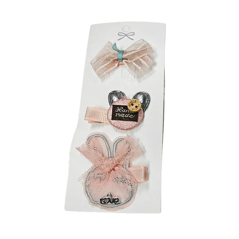 3/4PCS Christmas Hair Clips Set Bow Flower Hairpin Hairgrip Cute Girls Barrettes - Button Bunny Set