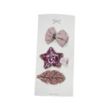 3/4PCS Christmas Hair Clips Set Bow Flower Hairpin Hairgrip Cute Girls Barrettes - Sequin Stars Set