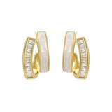 Golden Elegance Zircon Stud Earrings Women Wedding Jewelry Elegant Best Gift - Gold