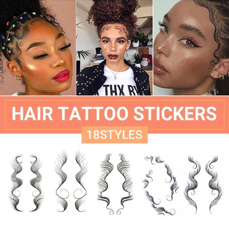 Hairline Edge Tattoo Stickers - Curly Fringe Decals for Women Styling - 9