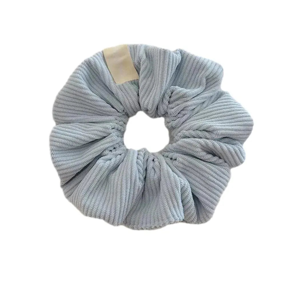 Corduroy Big Hair Scrunchies Ponytail Holder Hair Ties Rope Hair Accesorries - Blue