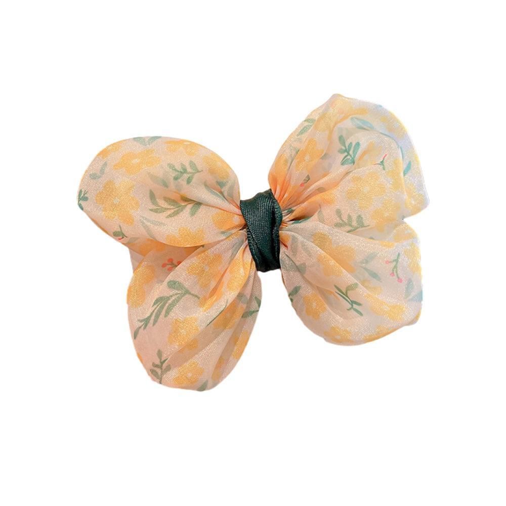 Cute Bow School Hairclips Mesh Yarn Hair Accessories Bow Girl Party Gift - Yellow