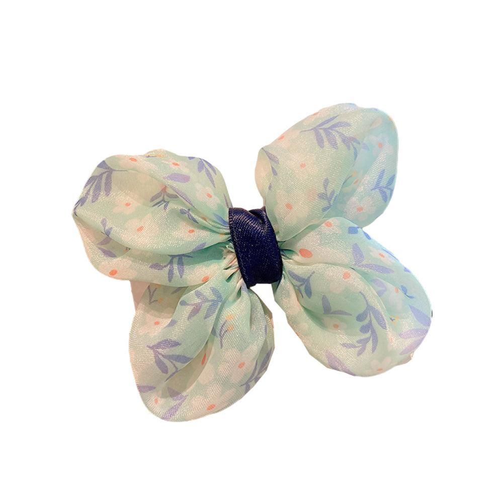 Cute Bow School Hairclips Mesh Yarn Hair Accessories Bow Girl Party Gift - Cyan