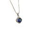 Fashion 925 Sterling Silver Stunning Square Cubic Zircon Pendant Necklace Chain - Blue