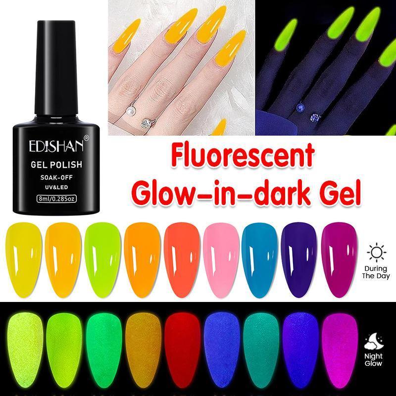 8ml Fluorescent Glow-In-Dark Gel Soak Off UV LED Nail Art Varnish DIY Luminous - 05#Fluorescent Grapefruit Red