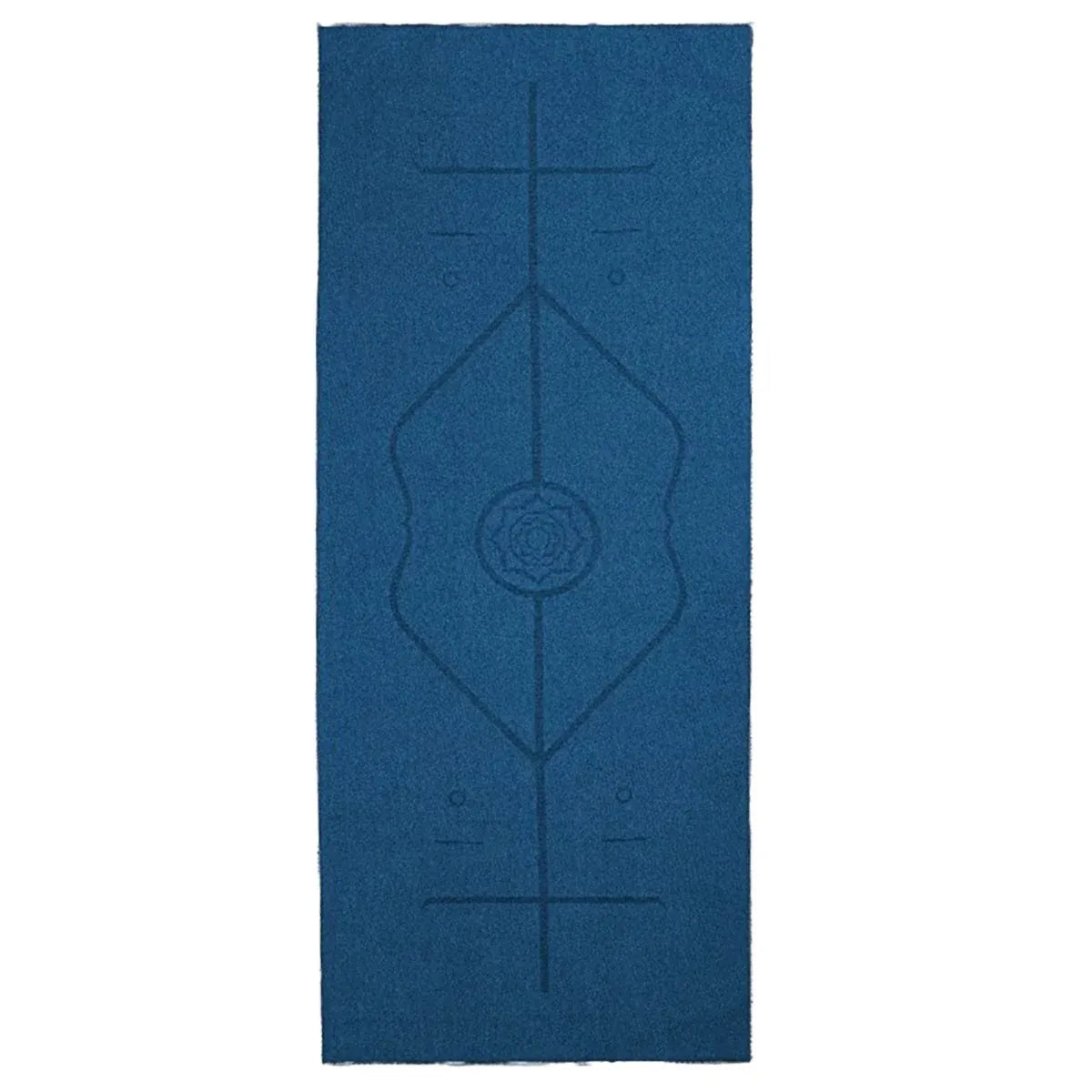 Portable Yoga Blanket with Body Position Line Non Slip Soft for Home Gym Studio - Blue