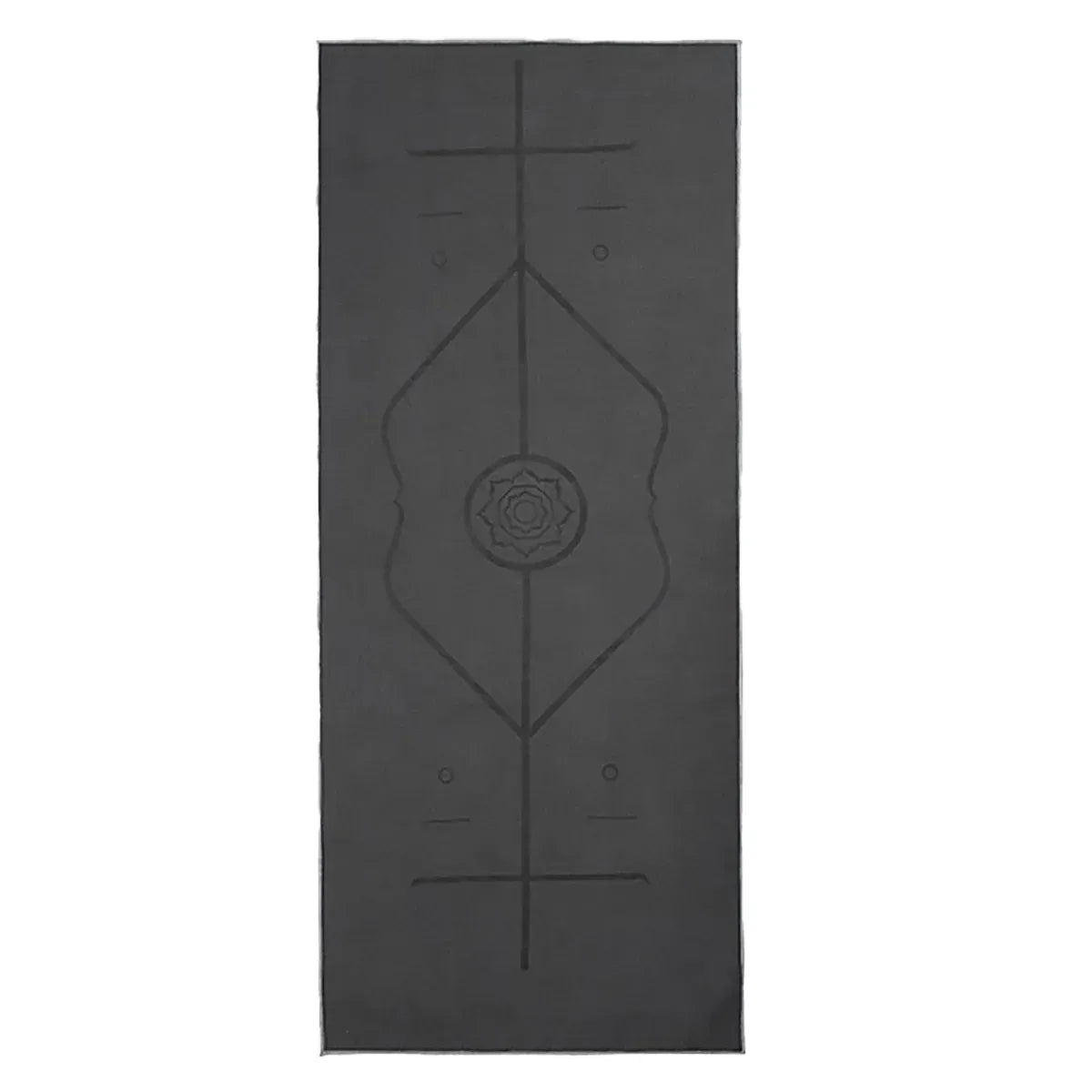 Portable Yoga Blanket with Body Position Line Non Slip Soft for Home Gym Studio - Grey