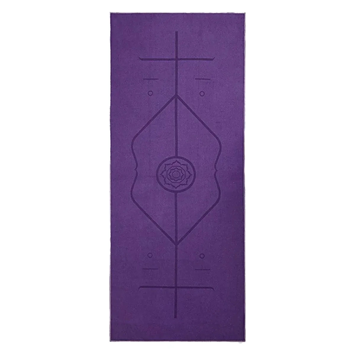 Portable Yoga Blanket with Body Position Line Non Slip Soft for Home Gym Studio - Purple