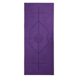 Portable Yoga Blanket with Body Position Line Non Slip Soft for Home Gym Studio - Purple