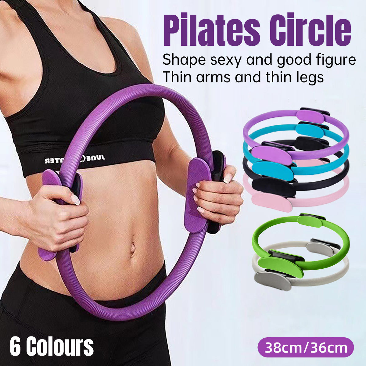 6 Colours Pilates Yoga Ring Magic Circle Fitness Equipment for Toning Slim Legs - Blue