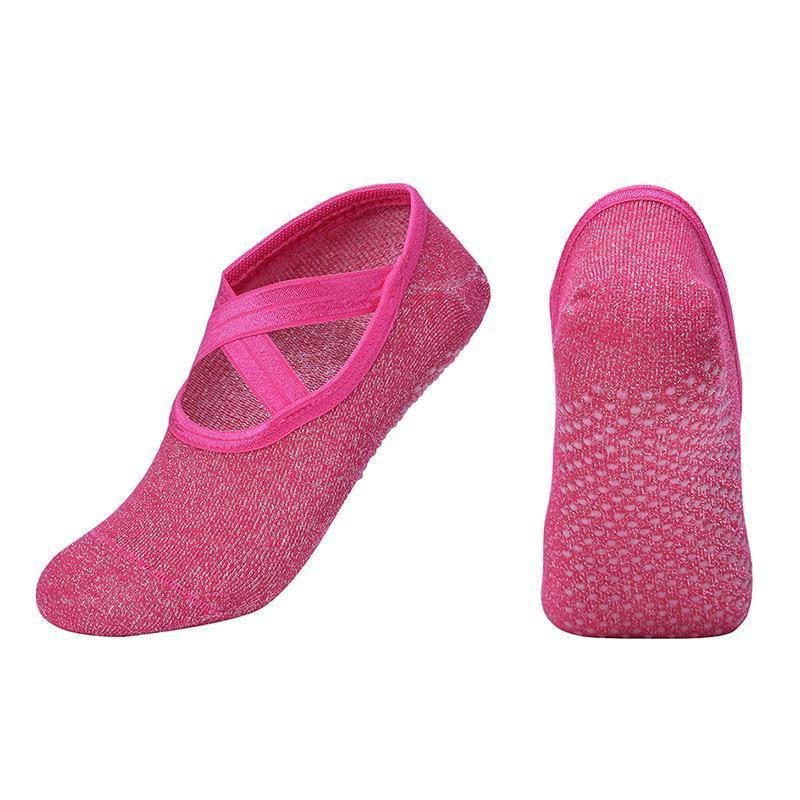 Yoga Socks Non Slip Pilates Massage Ballet Socks with Grip Exercise Cotton Gym - Red